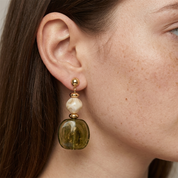 Ivy Green Marbled Drop Earrings