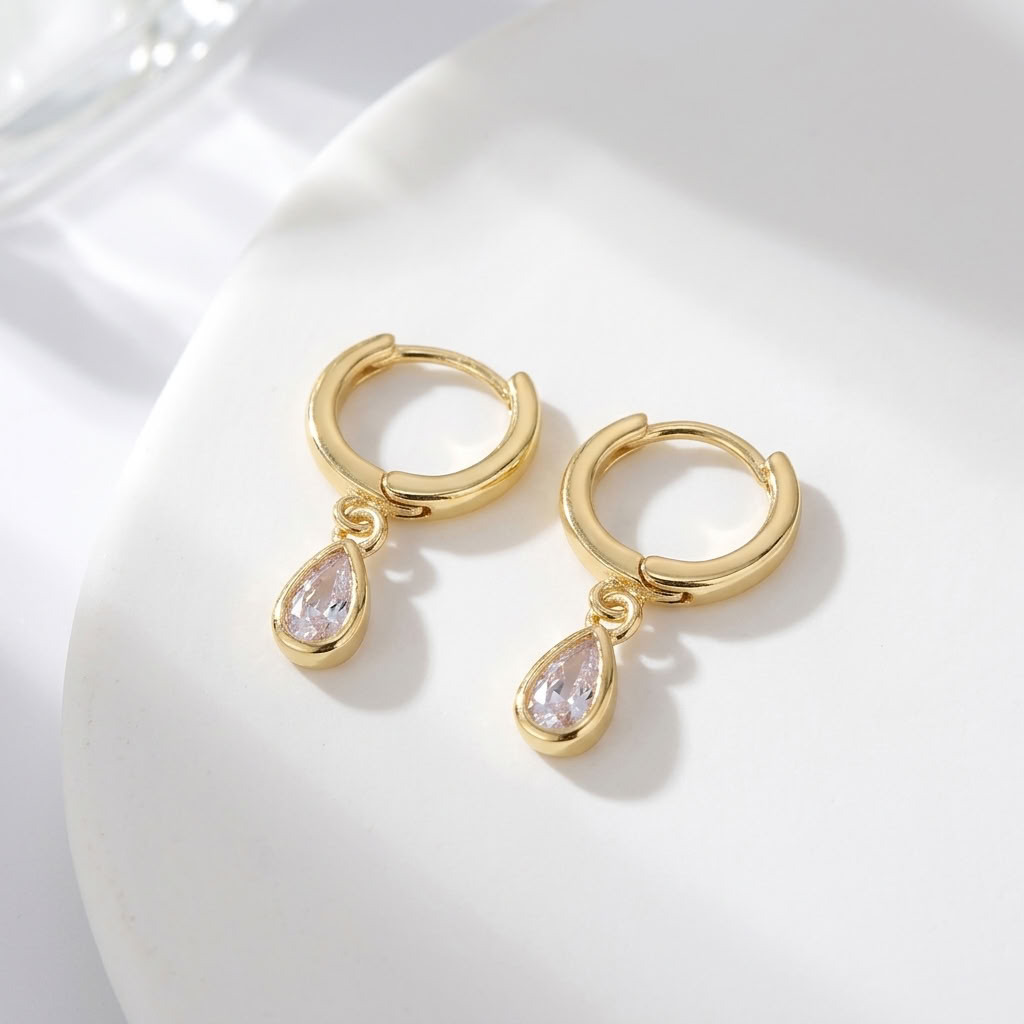 Mila Dainty Teardrop Gold Huggies