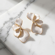 Iris Marbled White Statement Earrings