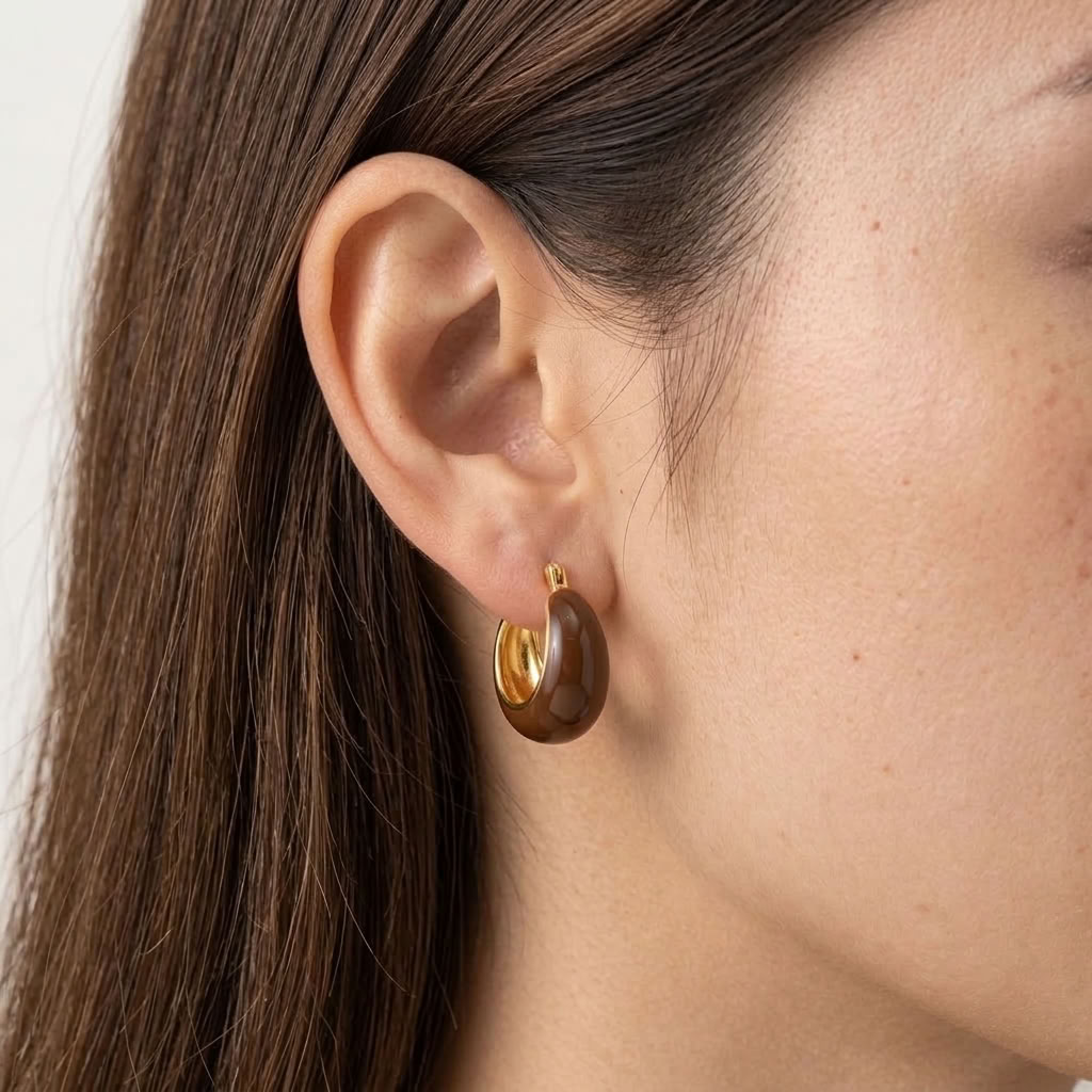 Sienna Espresso Huggie Earrings