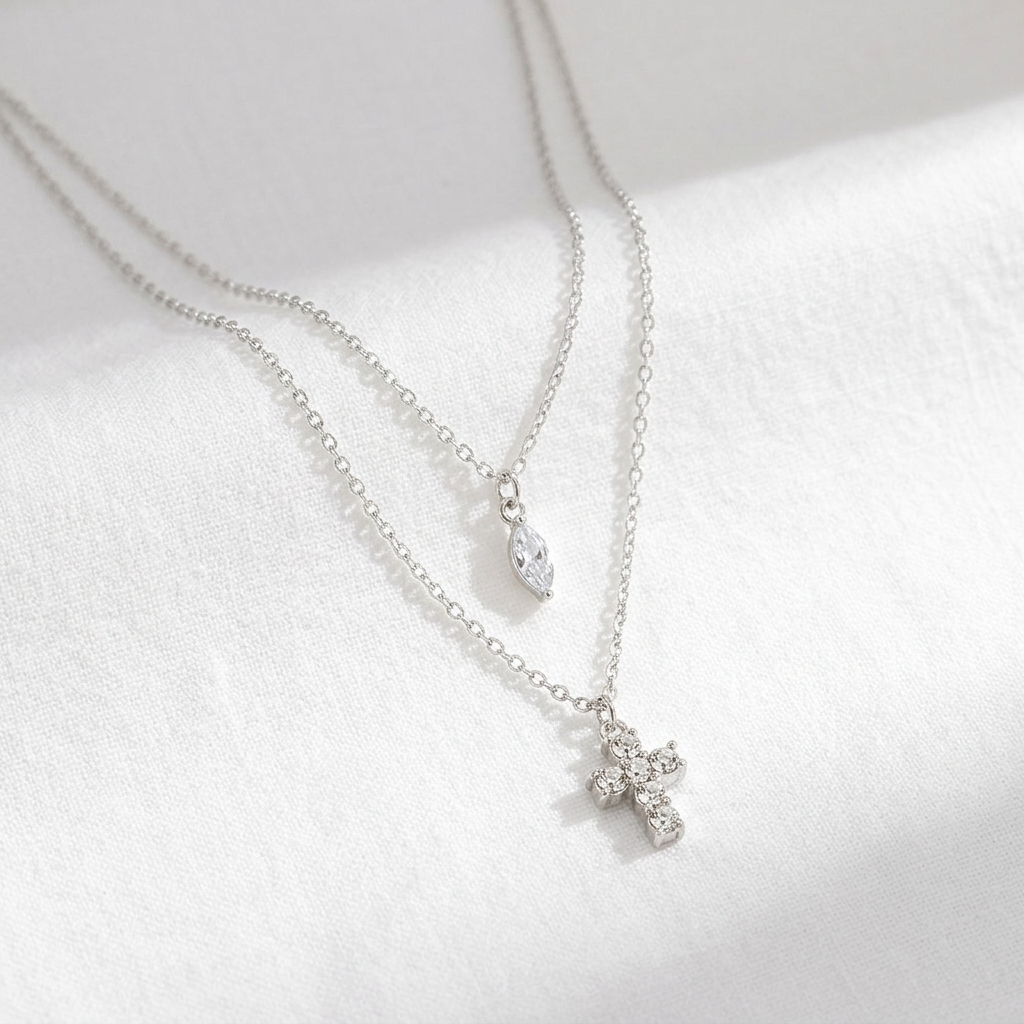 Grace Cross Necklace Silver