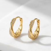 Gold Braided Pavé Hoops
