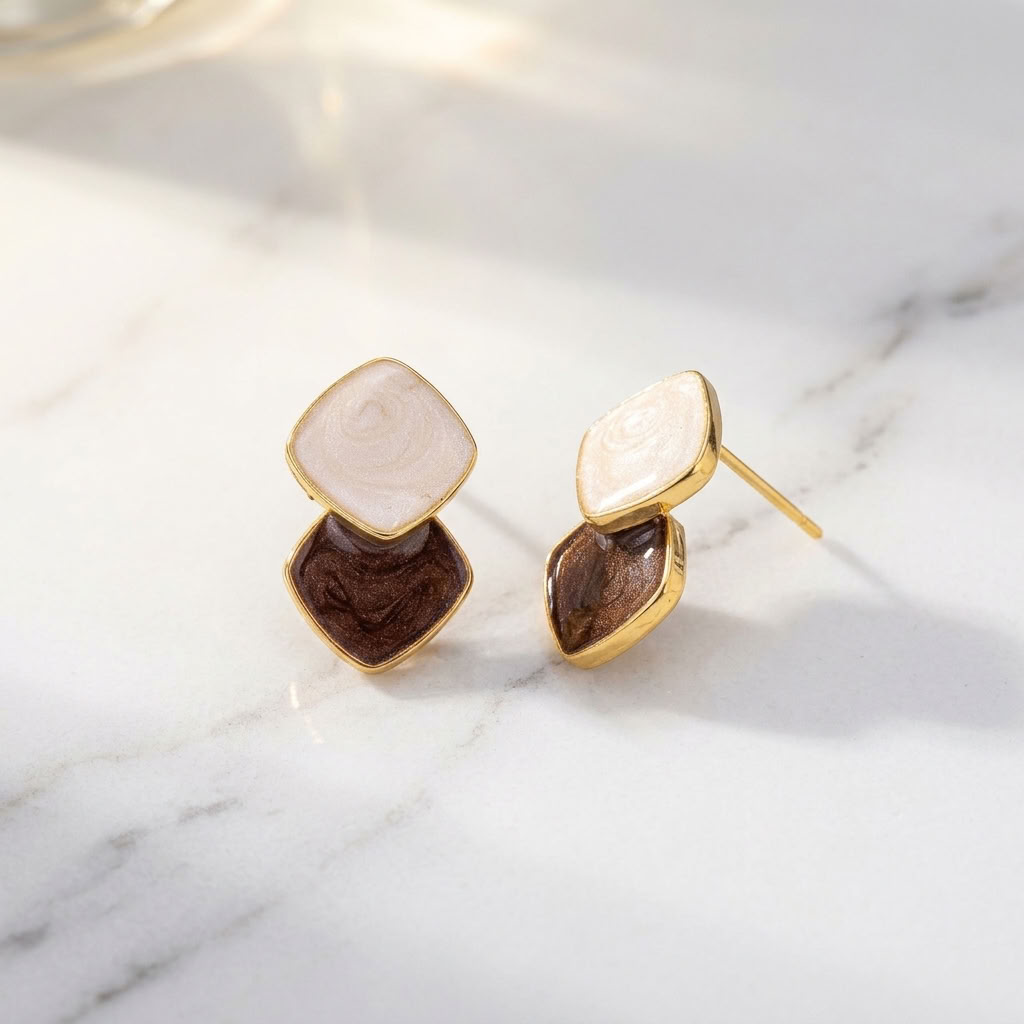 Isla Two-Tone Marbled Earrings