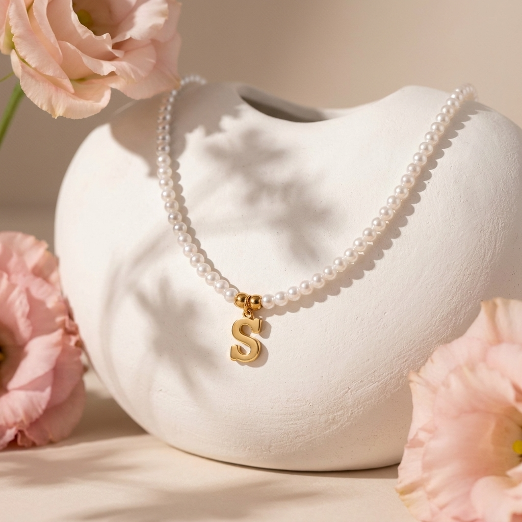 Nova Initial Pearl Necklace