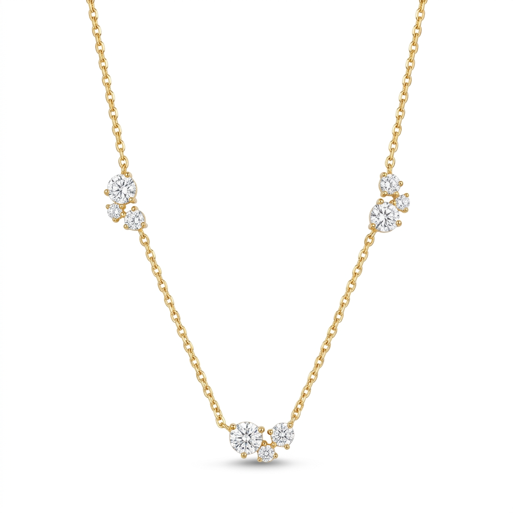Aria Dainty Crystal Trio Necklace
