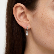 Mila Dainty Teardrop Silver Huggies