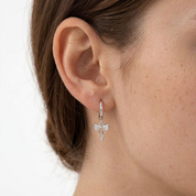Crystal Bow Silver Earrings
