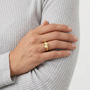 Gold Sunburst Signet Ring