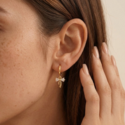 Crystal Bow Gold Earrings