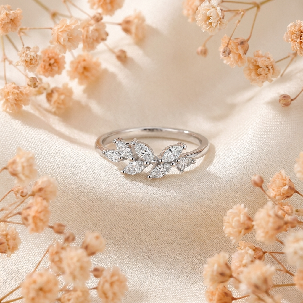 Delia Crystal Leaf Ring