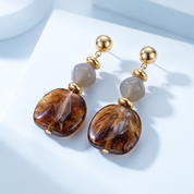 Ivy Brown Marbled Drop Earrings
