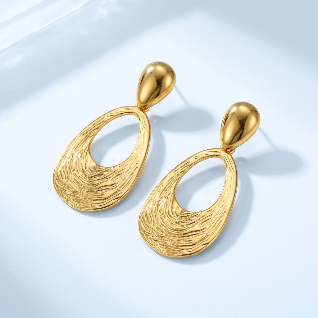 Sculptural Gold Drop Earrings