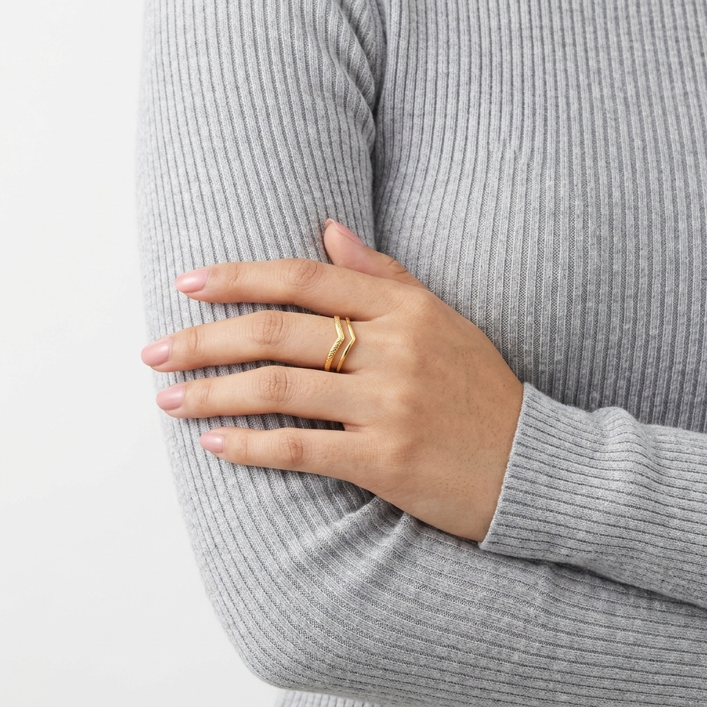Double Chevron Gold Ring