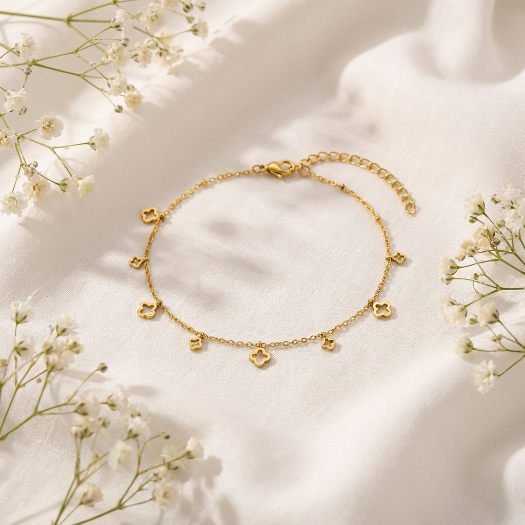 Maya Open Clover Anklet