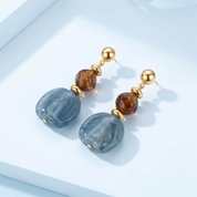 Ivy Blue Marbled Drop Earrings