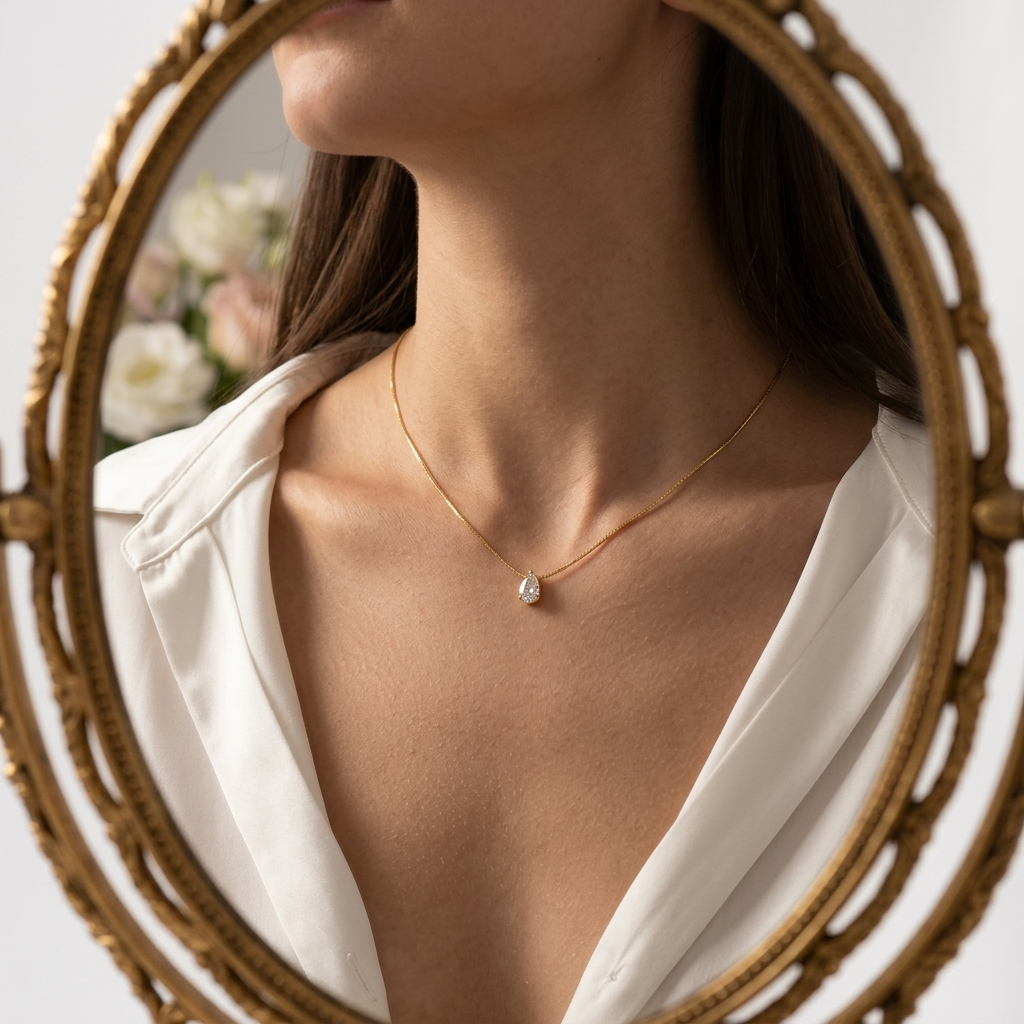 Vivienne Pear Drop Gold Necklace