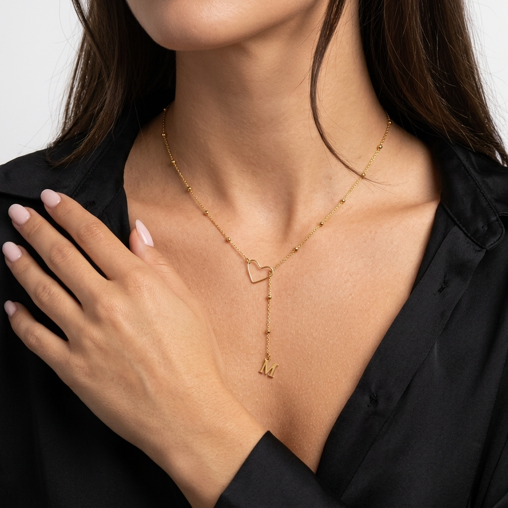 Sweetheart Initial Lariat Necklace