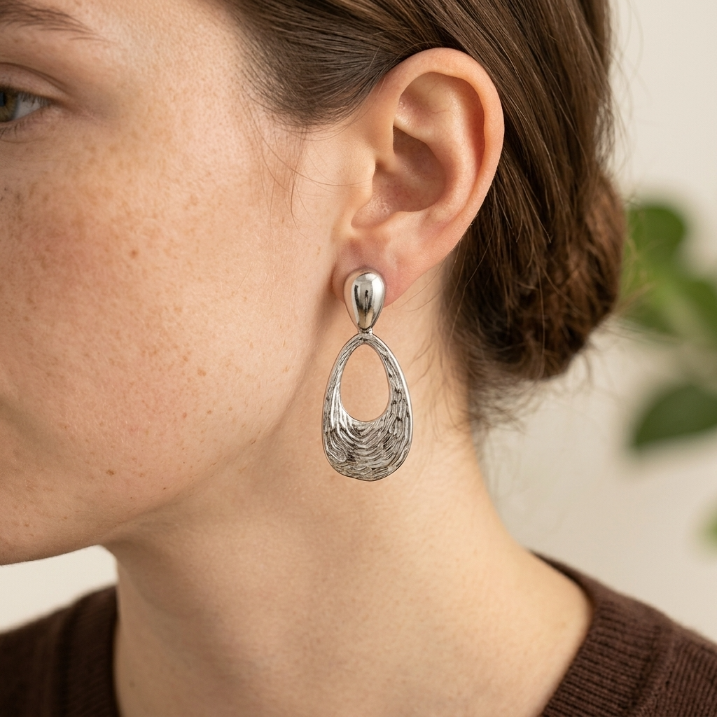 Sculptural Silver Drop Earrings