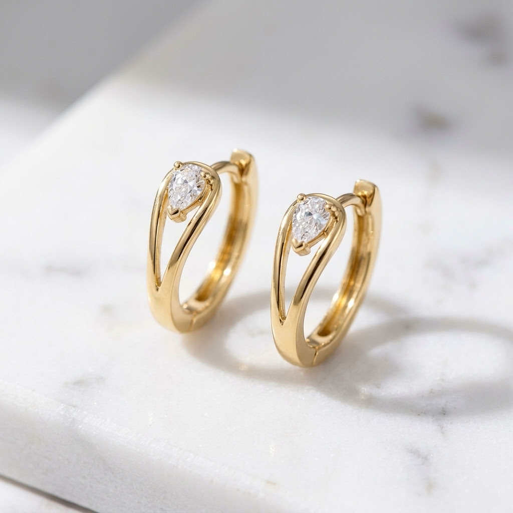 Aria Split Band Gold Hoops