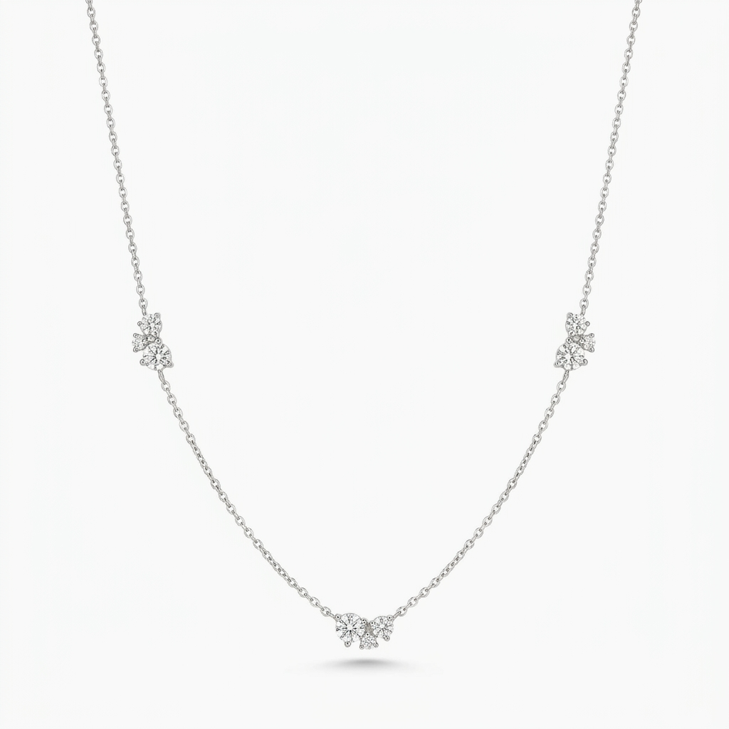 Aria Dainty Crystal Trio Necklace
