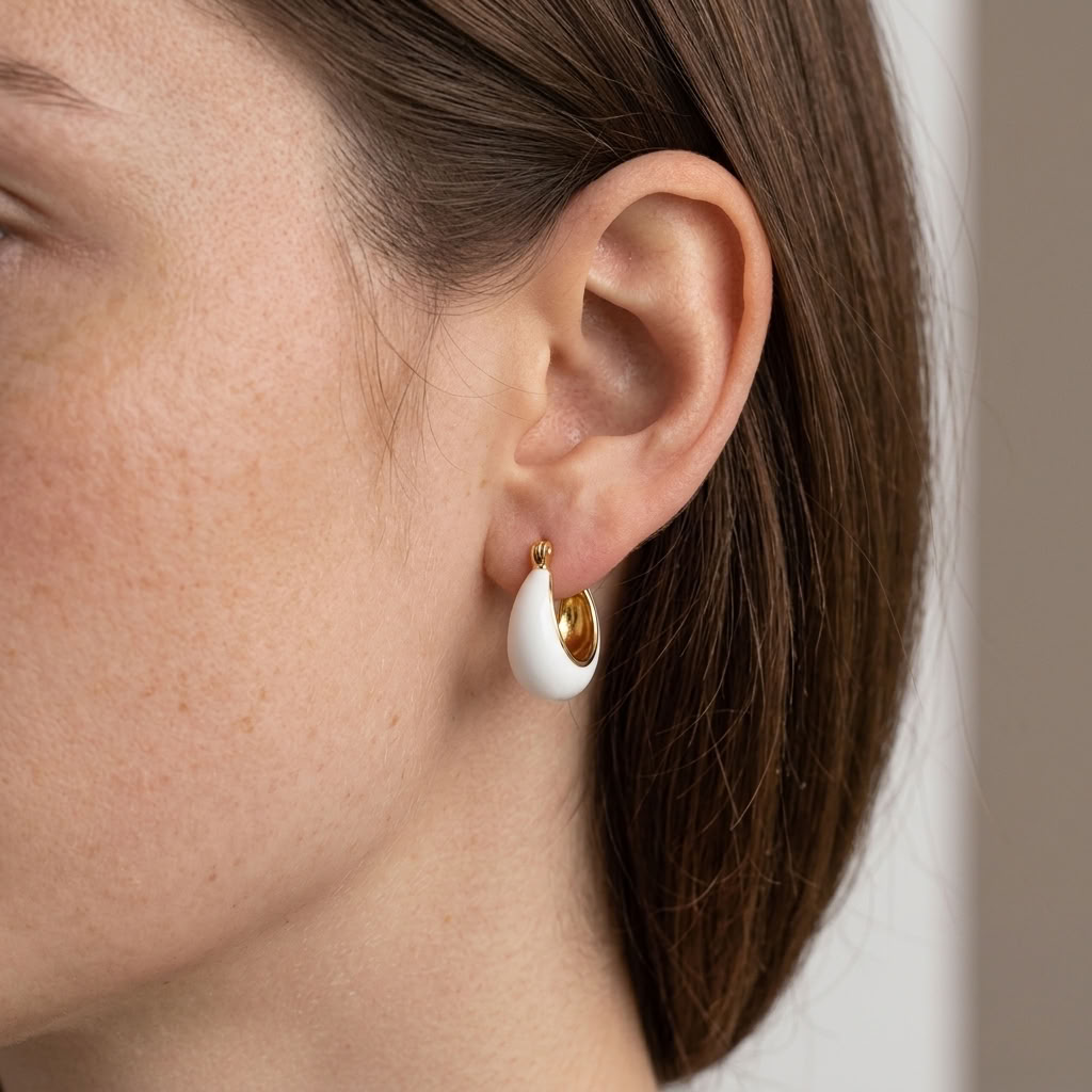 Sienna Cream Huggie Earrings