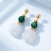 Ivy White Marbled Drop Earrings