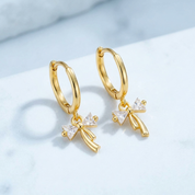 Crystal Bow Gold Earrings