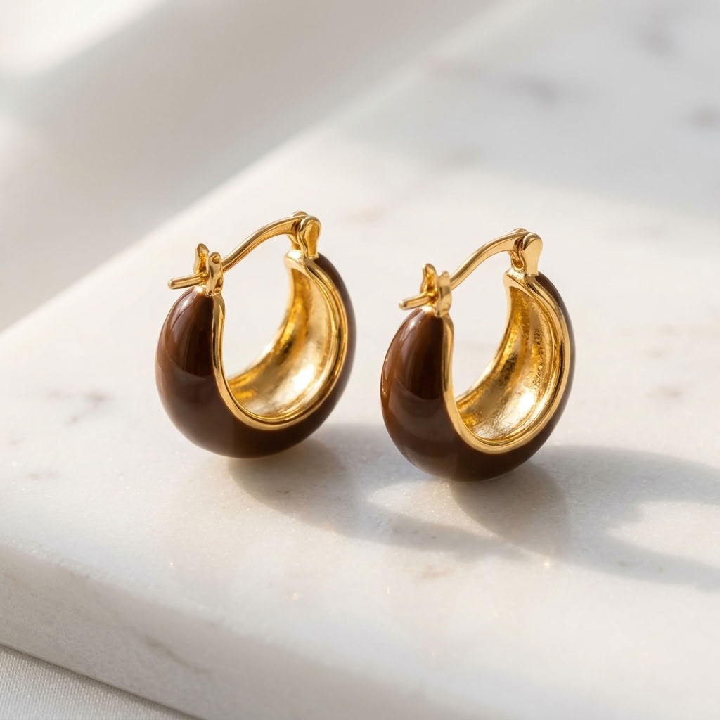 Sienna Espresso Huggie Earrings