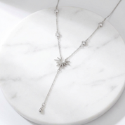 Nova Starburst Lariat Silver Necklace