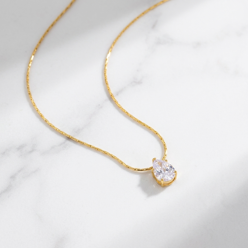 Vivienne Pear Drop Gold Necklace