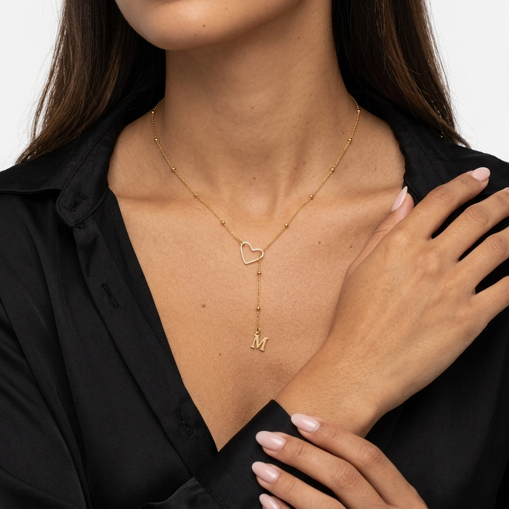 Sweetheart Initial Lariat Necklace