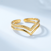 Double Chevron Gold Ring