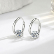 Silver Solitaire Huggie Earrings