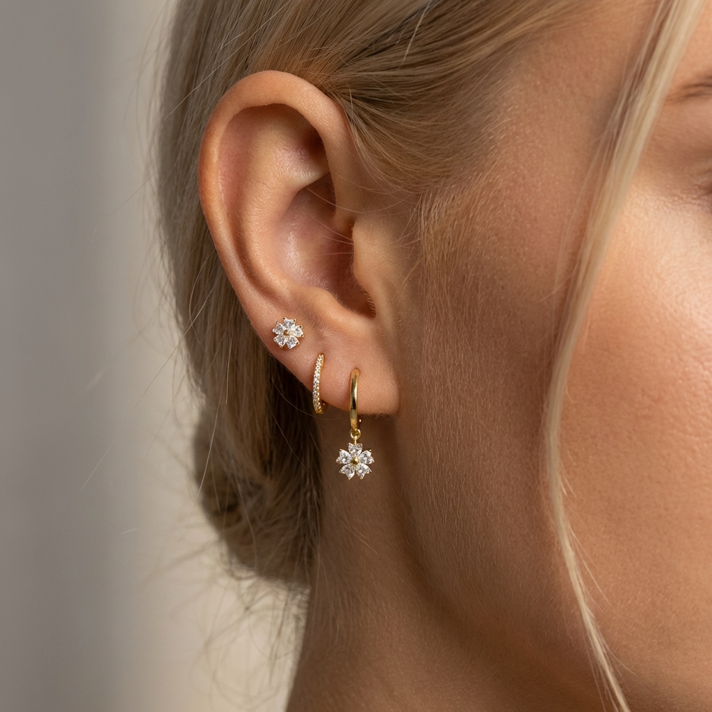 Malia Floral Crystal Earrings Set