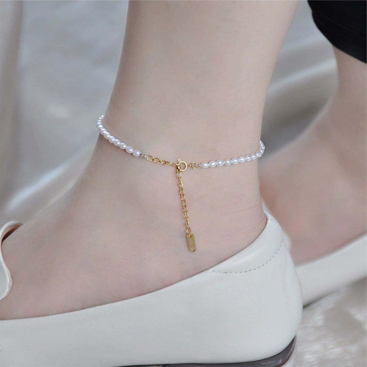 Elara Tiny Pearl Anklet - Anklet - Gold - 4