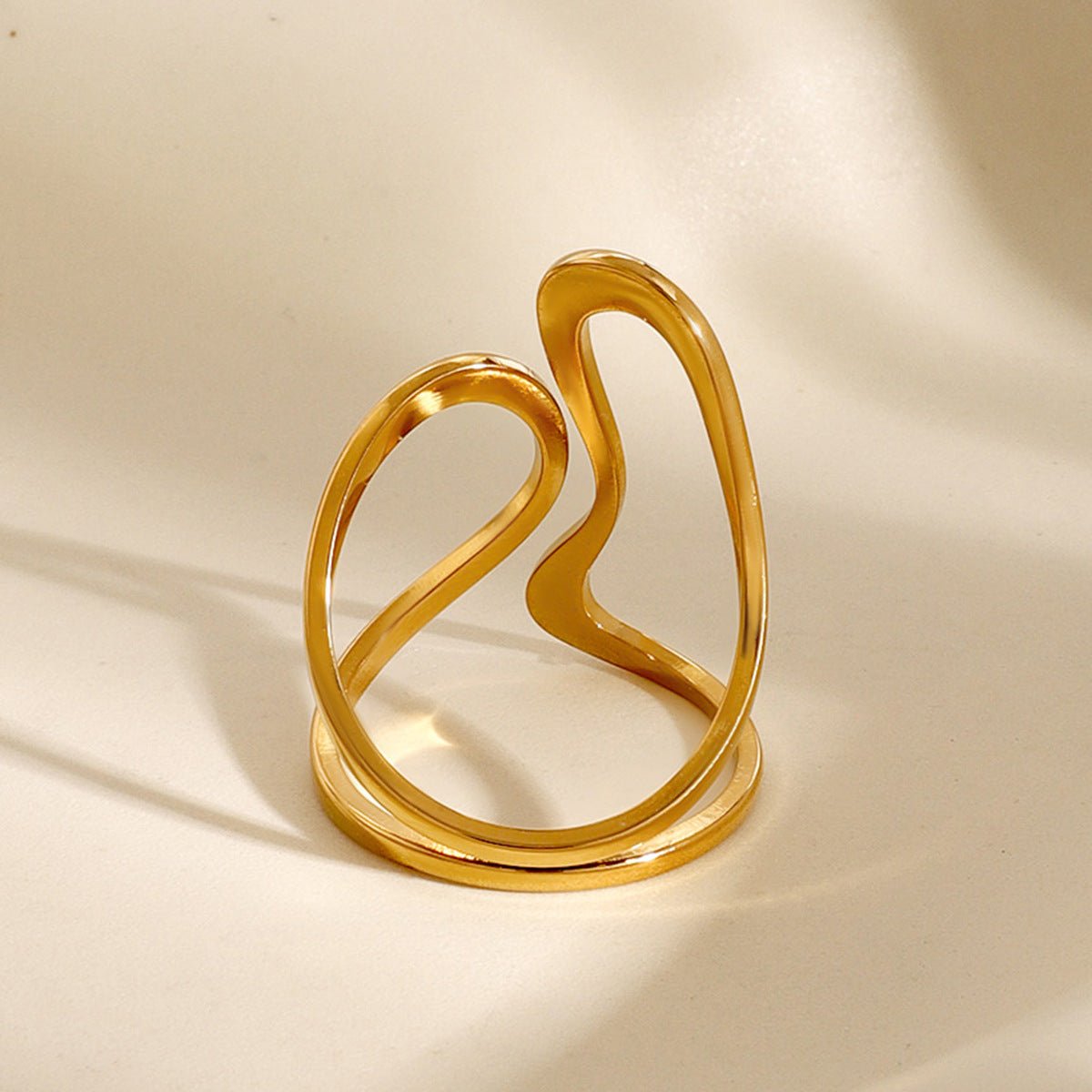 Elina Textured Gold Ring - Gold - 3