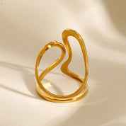 Elina Textured Gold Ring - Gold - 3