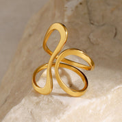 Elina Textured Gold Ring - Gold - 5