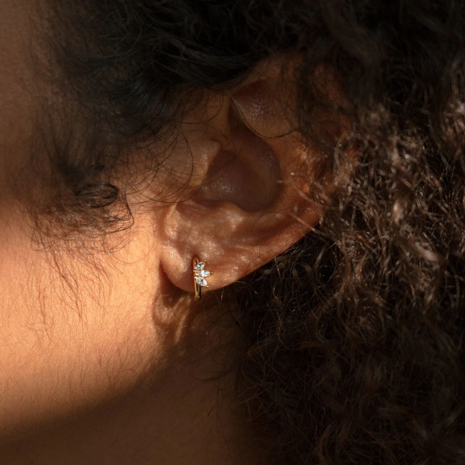 Elise Sparkle Huggie Earrings - Gold - 1