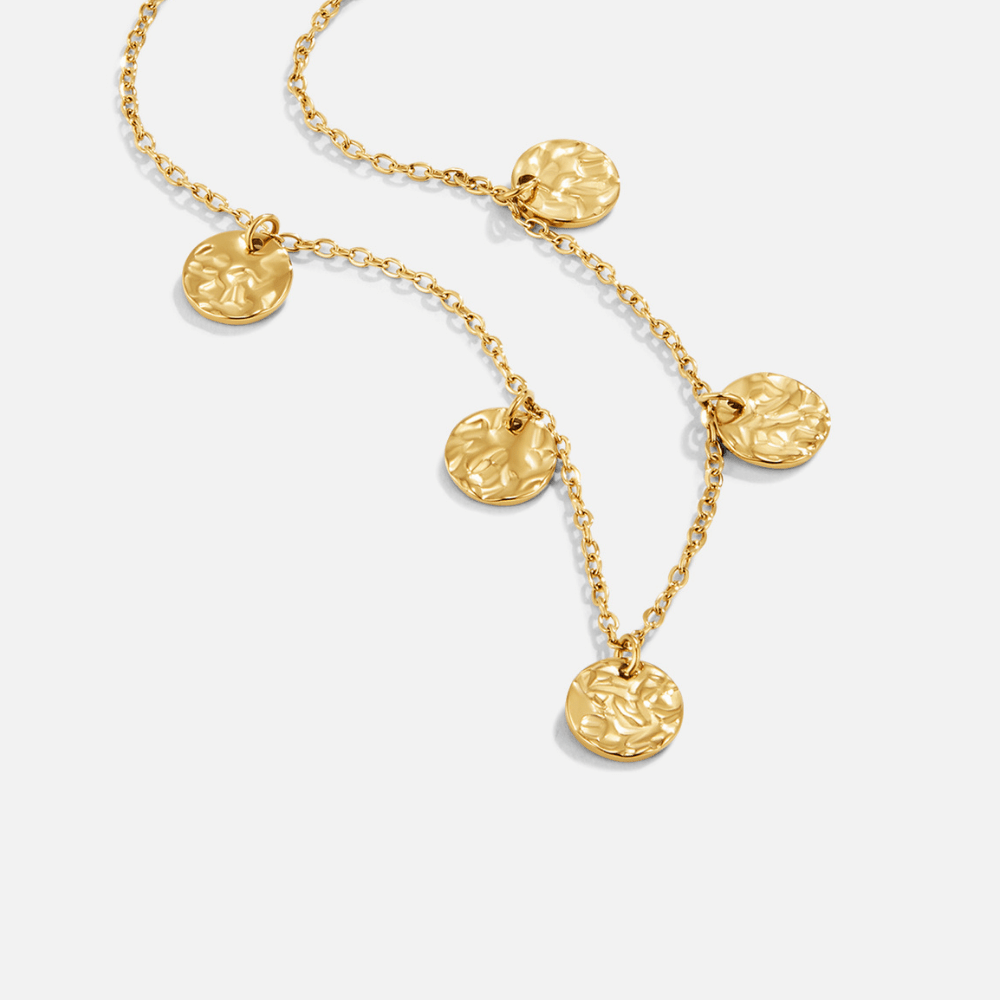 Elodie Textured Coin Pendant - Necklace - 2