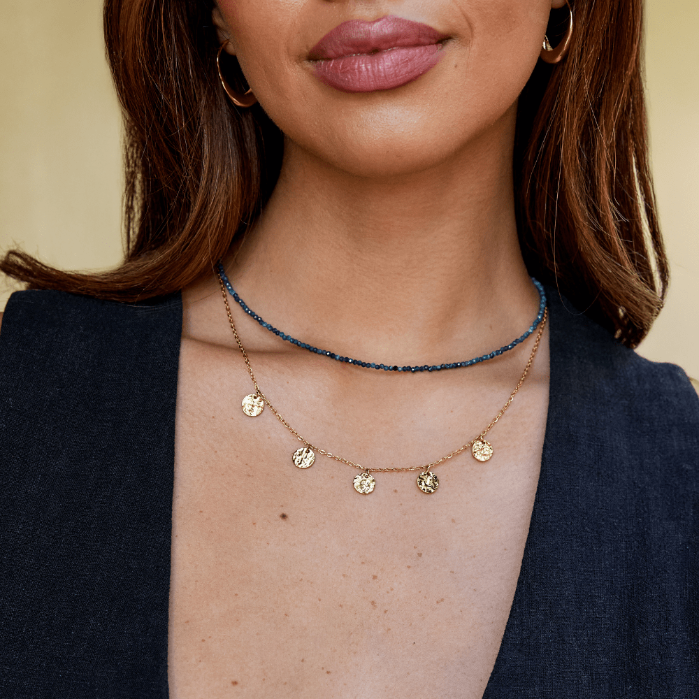 Elodie Textured Coin Pendant - Necklace - 1