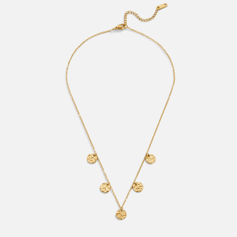 Elodie Textured Coin Pendant - Necklace - 4