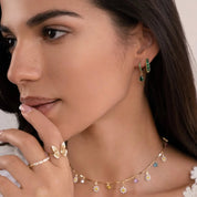 Emerald Shine Gold Hoops - Earrings - 3