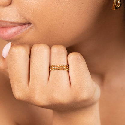 Erina Gold Stacked Chain Ring