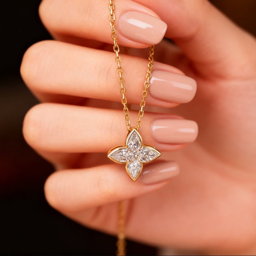 Esme Moissanite Clover Necklace - Gold - 2