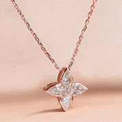 Esme Moissanite Clover Necklace - Rose Gold - 6