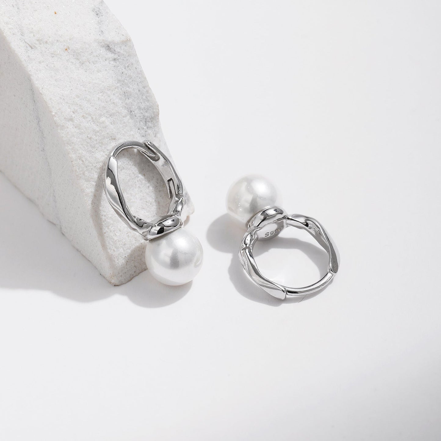 Esme Pearl Hoop Earrings - NAVALLI
