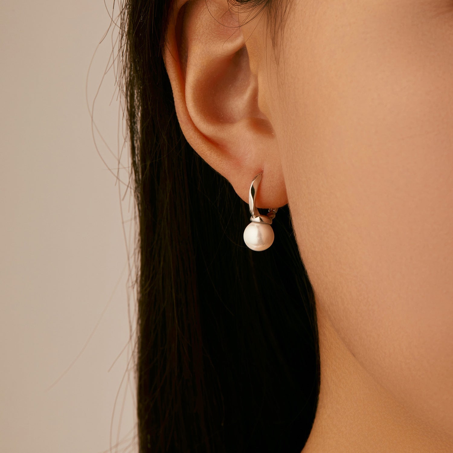 Esme Pearl Hoop Earrings - 1