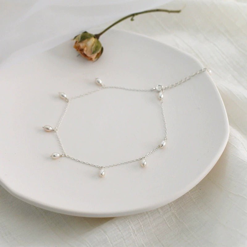 Estelle Pearl Drops Anklet - Anklet - White - 3