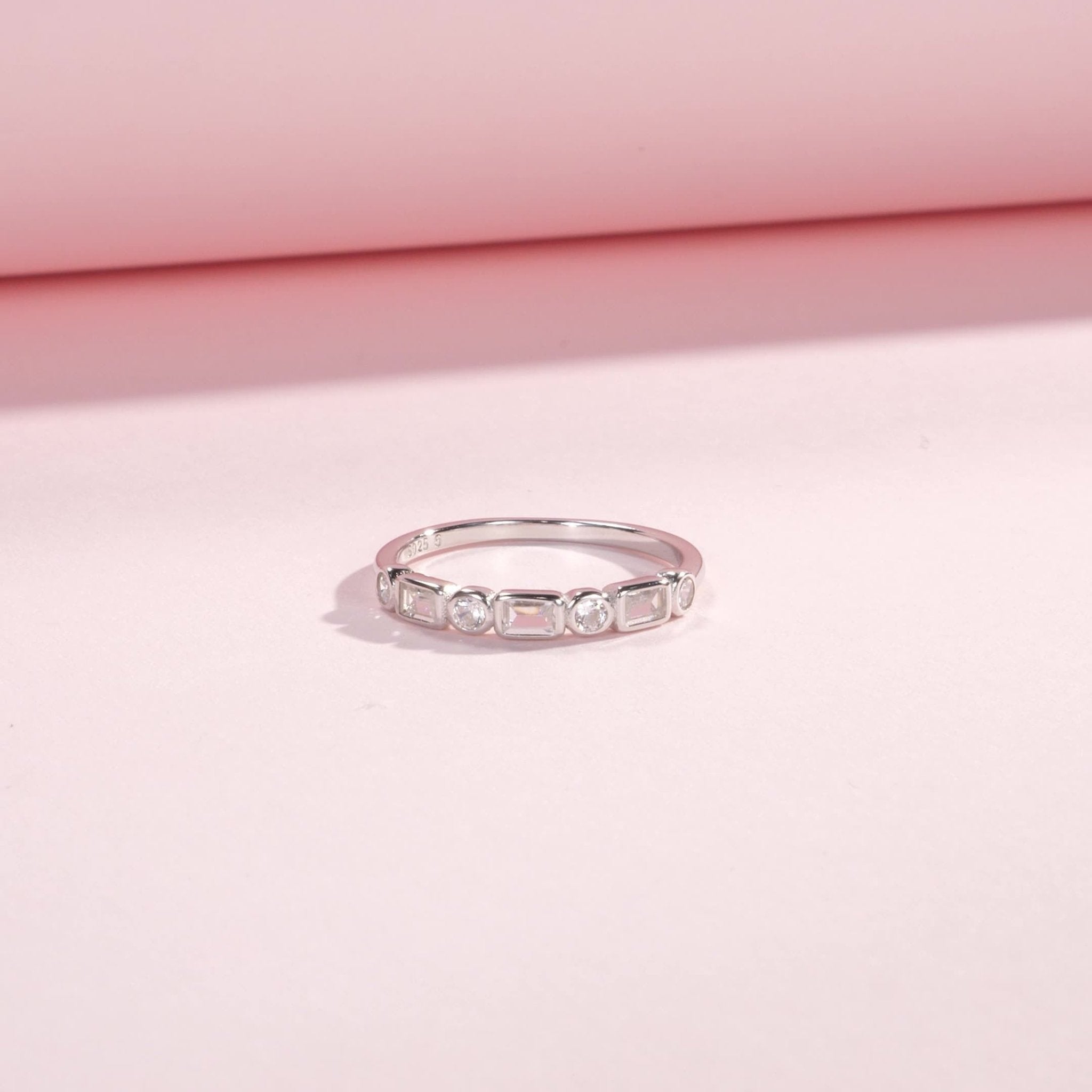 Eva Silver Crystal Ring - US 5 | UK J - 3